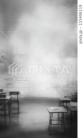 Empty Classroom Desks With Scripted Overlays 133406119