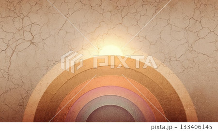 Retro Colored Arcs With Cracked Background Retro Colored Arcs With Cracked Background 133406145