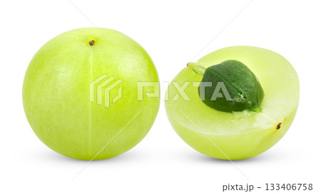 Fresh Indian gooseberries on white background ( Image from camera) Fresh Indian gooseberries on white background ( Image from camera) 133406758