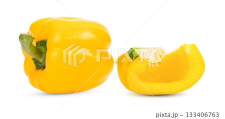 yellow peppers on white background ( image from camera ) 133406763