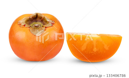ripe persimmons isolated on white background (Image from camera) 133406786