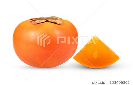 ripe persimmons isolated on white background (Image from camera) ripe persimmons isolated on white background (Image from camera) 133406805