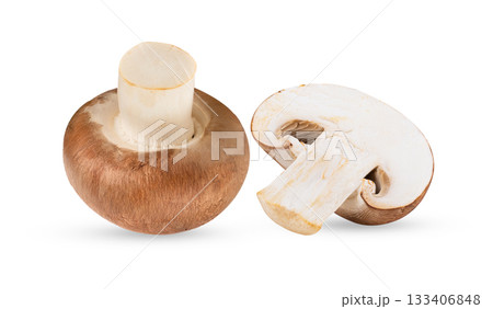 Fresh champignon mushrooms isolated on white background ( image from camera ) Fresh champignon mushrooms isolated on white background ( image from camera ) 133406848