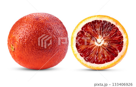 Red blood oranges isolated on white background ( image from camera ) Red blood oranges isolated on white background ( image from camera ) 133406926