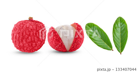 Lychee isolated on white background ( image from camera ) 133407044