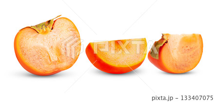 ripe persimmons isolated on white background (Image from camera) ripe persimmons isolated on white background (Image from camera) 133407075
