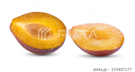 Plums plum prunes fruit isolated on white background ( image from camera ) Plums plum prunes fruit isolated on white background ( image from camera ) 133407177