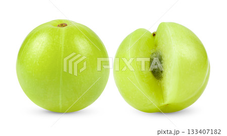 Fresh Indian gooseberries on white background ( Image from camera) Fresh Indian gooseberries on white background ( Image from camera) 133407182