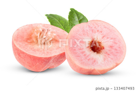Peach isolated on white background 133407493