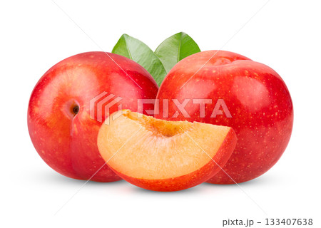 cherry plums isolated on white background 133407638