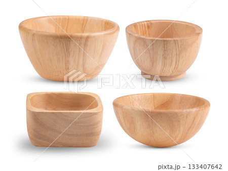 wood bowl isolated on white background 133407642