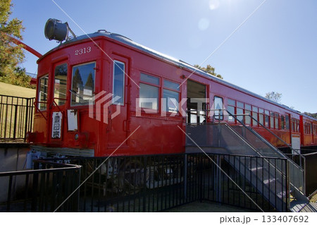鞍ヶ池公園に保存される名鉄 モ800形＋ク2300形 電車のある風景 133407692