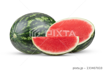 half watermelon isolated on  white background 133407810