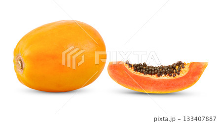papaya isolated on white background 133407887