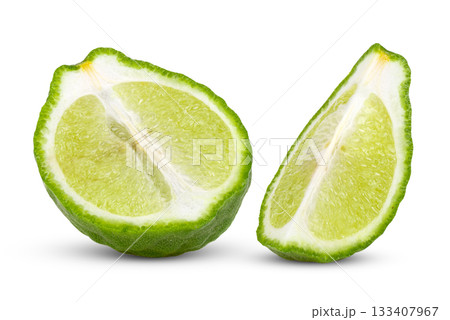 Bergamot slices isolated on white background 133407967