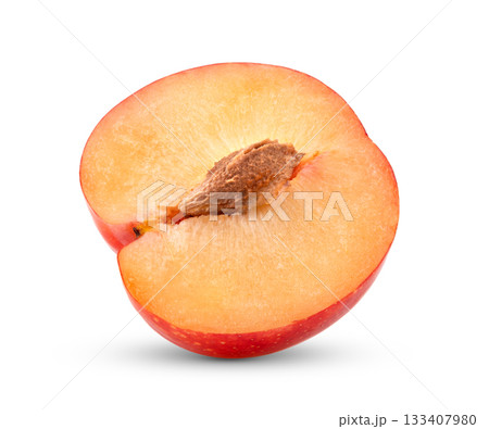 cherry plums slice isolated on white background cherry plums slice isolated on white background 133407980