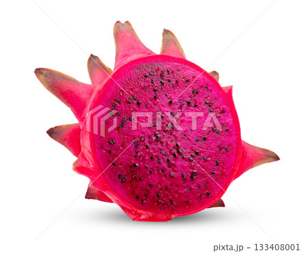 dragon fruit, pitaya slice isolated on white background dragon fruit, pitaya slice isolated on white background 133408001