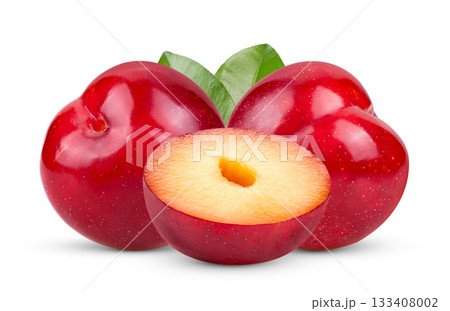 cherry plums isolated on white background 133408002