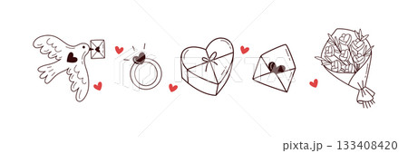 Valentines Day Doodle Illustration Set Cute Hand Drawn Love Icons Valentines Day Doodle Illustration Set Cute Hand Drawn Love Icons 133408420
