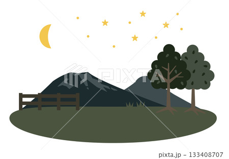 牧草地の夜の景色 牧草地の夜の景色 133408707