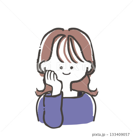 頬に手を添えるシースルーバングの女性 133409057