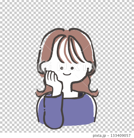 頬に手を添えるシースルーバングの女性 133409057