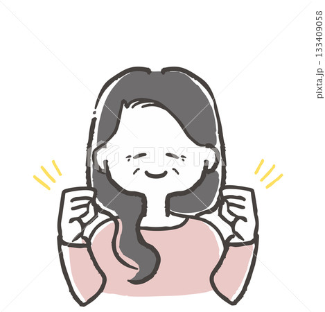 両手で拳を作り笑顔で応援するシニア女性のイラスト 両手で拳を作り笑顔で応援するシニア女性のイラスト 133409058