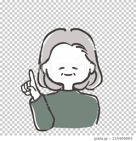 Smiling senior woman pointing, vector icon illustration 133409065