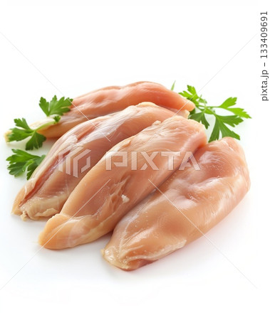 鶏むね肉　白背景 133409691