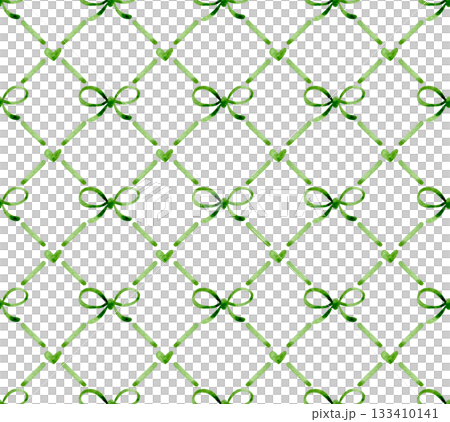 Seamless watercolor pattern with diamonds and cute green bows. Seamless watercolor pattern with diamonds and cute green bows. 133410141