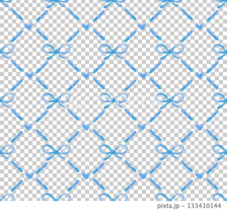 Seamless watercolor pattern with diamonds and cute blue bows. Seamless watercolor pattern with diamonds and cute blue bows. 133410144