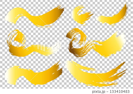 和風素材　筆で描かれた金色の線のイラスト　ベクター 133410483