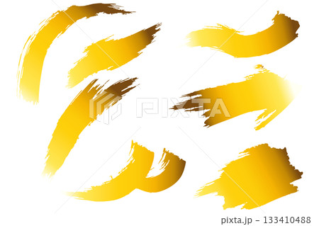 和風素材　筆で描かれた金色の線のイラスト　ベクター 133410488