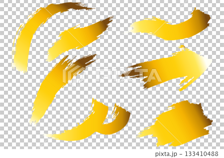 和風素材　筆で描かれた金色の線のイラスト　ベクター 133410488