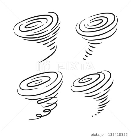 Doodle wind swirl tornado line art hand drawn element collection 133410535