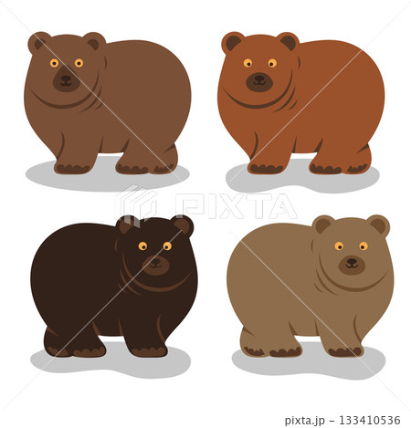 Cute brown bear animal flat cartoon drawing collection.Vector illustration Cute brown bear animal flat cartoon drawing collection.Vector illustration 133410536