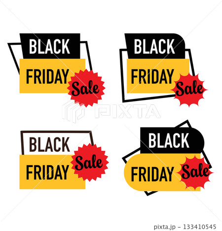 Black Friday Sale Modern Geometric Outline Badge Banner Collection.Vector illustration. Black Friday Sale Modern Geometric Outline Badge Banner Collection.Vector illustration. 133410545