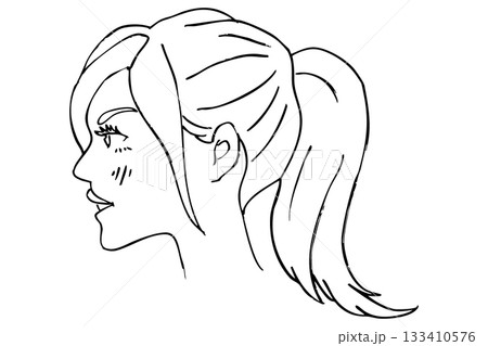 女性の顔のシンプルな線画イラスト|美しい女性・ファッション・美容デザイン素材 女性の顔のシンプルな線画イラスト|美しい女性・ファッション・美容デザイン素材 133410576