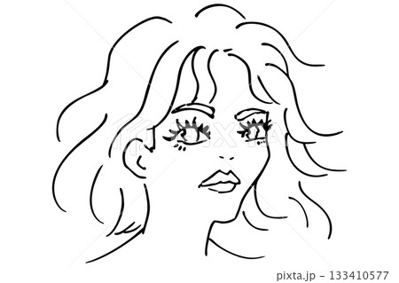 女性の顔のシンプルな線画イラスト|美しい女性・ファッション・美容デザイン素材 女性の顔のシンプルな線画イラスト|美しい女性・ファッション・美容デザイン素材 133410577