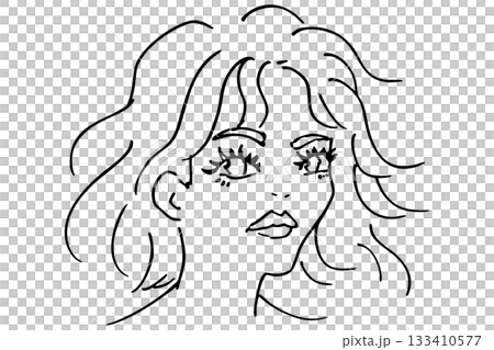 女性の顔のシンプルな線画イラスト|美しい女性・ファッション・美容デザイン素材 女性の顔のシンプルな線画イラスト|美しい女性・ファッション・美容デザイン素材 133410577