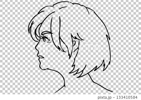 女性臉部的簡單線條畫 | 美麗的女性、時尚和美容設計素材 133410584