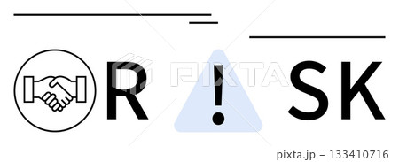 Handshake inside circle, exclamation mark in triangle, and letters SK represent risk and cooperation. Ideal for business planning, risk management, partnerships, warnings, contract negotiations Handshake inside circle, exclamation mark in triangle, and letters SK represent risk and cooperation. Ideal for business planning, risk management, partnerships, warnings, contract negotiations 133410716