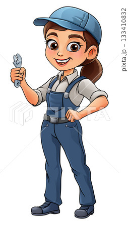 Woman Female Spanner Wrench Mechanic Plumber Woman Female Spanner Wrench Mechanic Plumber 133410832