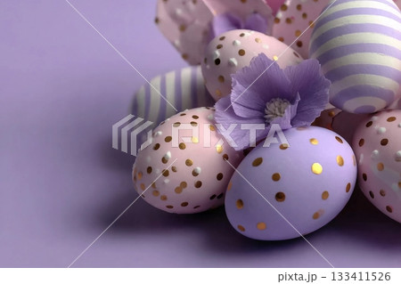 Easter eggs purple background. Easter. Easter eggs purple background. Easter. 133411526
