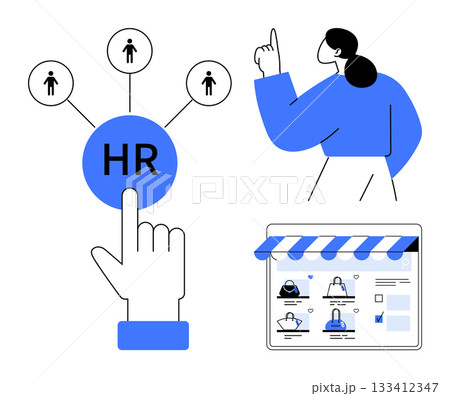 HR professional engaging with digital network and recruitment platform. Ideal for HR, recruitment, talent acquisition, professional networking, business management, corporate strategy, and employee HR professional engaging with digital network and recruitment platform. Ideal for HR, recruitment, talent acquisition, professional networking, business management, corporate strategy, and employee 133412347