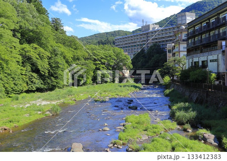 栃木県那須塩原市　塩原地区　紅の吊橋からの風景 133412383