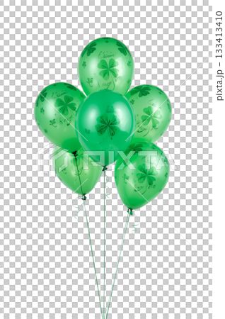 Green Balloons With Clovers for Celebration in Festive Atmosphere 133413410