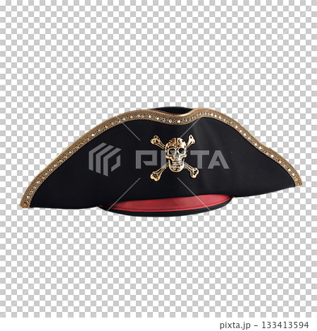 Pirate Hat With Gold Trim and Skull Design for Costume Play or Themed Events 133413594