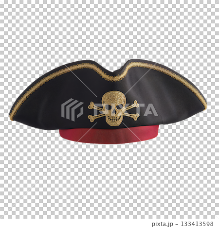 Pirate Hat With Gold Trim and Skull Design for Costume Play or Themed Events 133413598