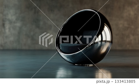 Futuristic chair with black shiny surface and minimalistic design Futuristic chair with black shiny surface and minimalistic design 133413805